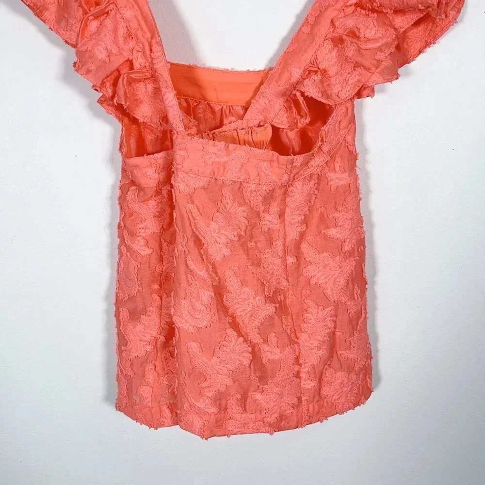 Anthropologie Coral Crossback Ruffled Top - Picture 13 of 14
